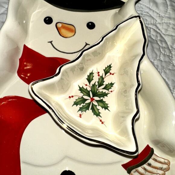NIB - LENOX - Large Snowman Chip & Dip Set Bowl - Holiday Theme - 16.5" x 9.5" - Picture 6 of 6